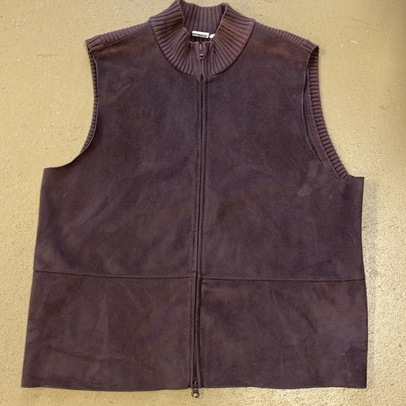J.Jill Faux Suede Knit Expresso Brown Zippered Vest XL - Picture 8 of 9